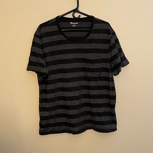 Madewell Men's Striped T- Shirt  XL Black Gray